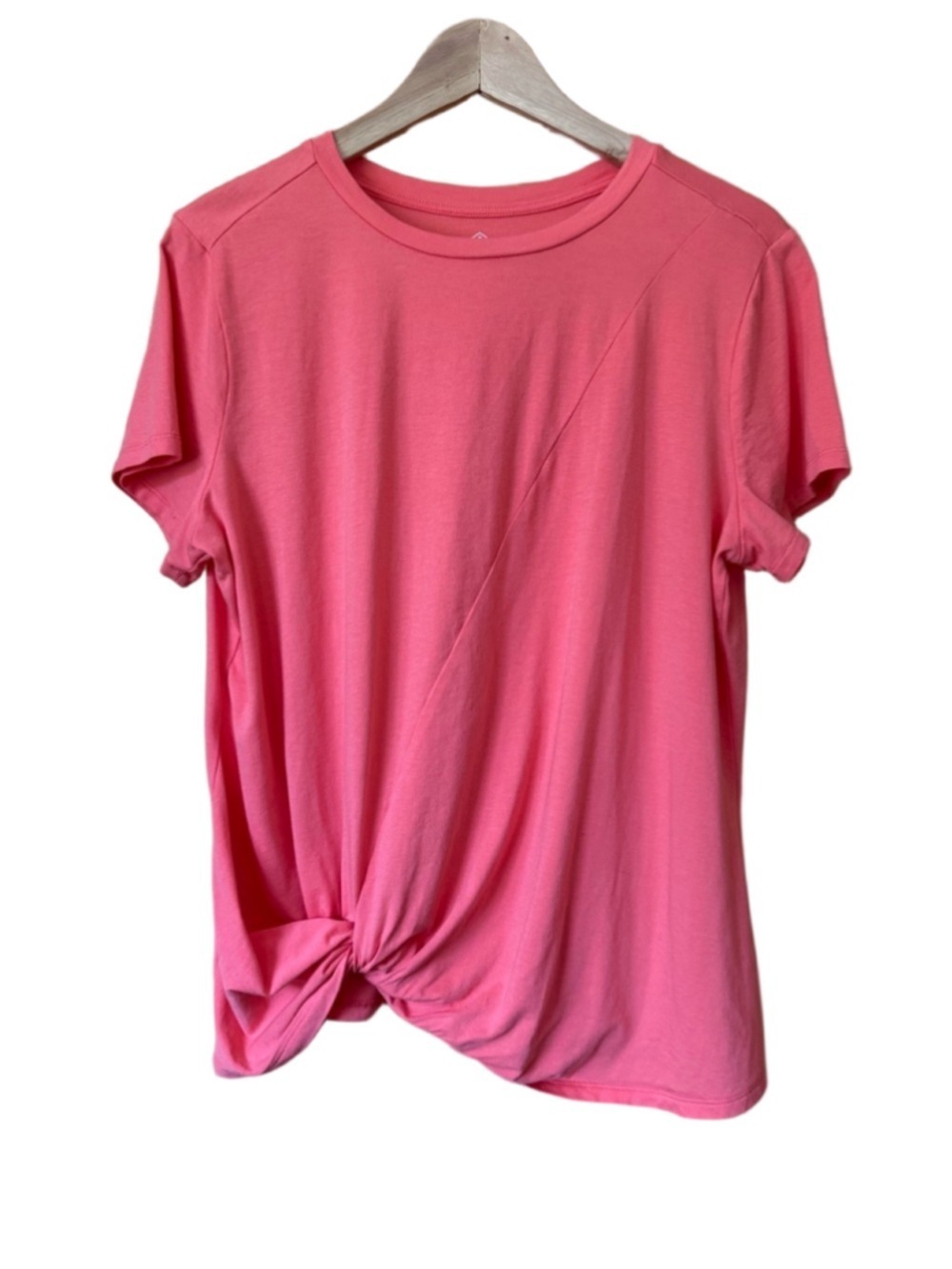 St. John's Bay Coral Asymmetrical Twist-Knot Short Sleeve Tee size XL